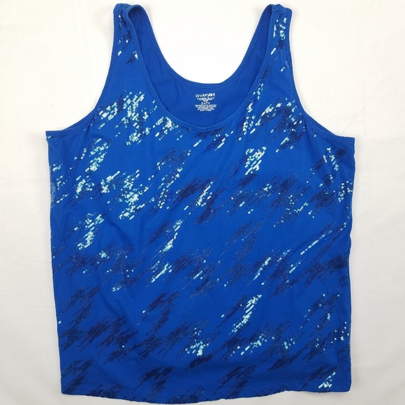 Lane Bryant Tops - Lane Bryant Sequin Cotton Blue Tank Top